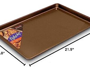 NutriChef Nonstick Cookie Sheet Baking Pan - Metal Oven Large Baking Tray, Professional Quality Non-Stick Mega Pan Bake Trays - Stylish Metallic Coating, PFOA PFOS PTFE Free NCLG1GD