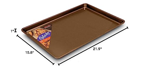 NutriChef Nonstick Cookie Sheet Baking Pan - Metal Oven Large Baking Tray, Professional Quality Non-Stick Mega Pan Bake Trays - Stylish Metallic Coating, PFOA PFOS PTFE Free NCLG1GD