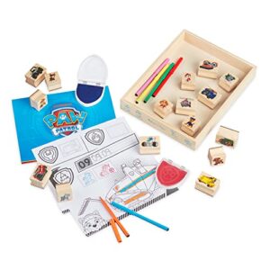 melissa & doug paw patrol wooden stamps activity set with markers, activity pad (25 pieces)