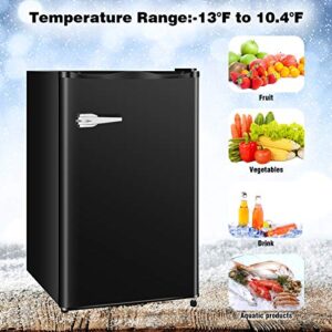 R.W.FLAME Upright Compact Freezer 2.3 Cu.ft, Freestanding Mini Freezer with Removable Shelf, Single Door, Adjustable Temperature Control, for Home, Office, Apartment (Black)
