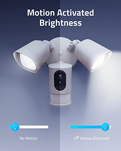 eufy Security Floodlight Cam E221, 2K, Built-in AI, 2-Way Audio, No Monthly Fees, 2,500-Lumen Brightness, Weatherproof, HomeBase Not Compatible, Hardwired, Motion Only Alert