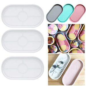 3 pack ashtray molds, oval coaster epoxy resin casting mould diy jewelry tray dishes for craft jewelry storage office home decoration (3)