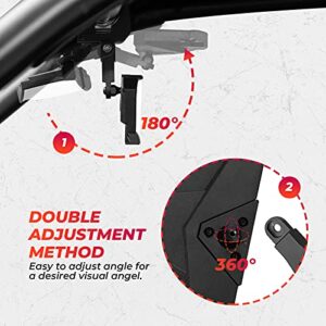 KEMIMOTO UTV Rear View Mirror, SXS UTV Mirror Clear View with 1.5-2 inch 360° Adjustable Low Profile Aluminum Clamp Compatible with Polaris RZR/Pioneer/Talon/Kawasaki KRX/Mule/Can Am X3/ CFMOTO