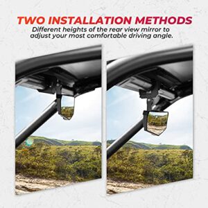 KEMIMOTO UTV Rear View Mirror, SXS UTV Mirror Clear View with 1.5-2 inch 360° Adjustable Low Profile Aluminum Clamp Compatible with Polaris RZR/Pioneer/Talon/Kawasaki KRX/Mule/Can Am X3/ CFMOTO