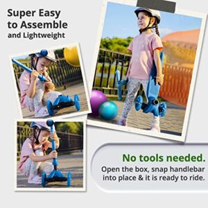 Kicksy - Kids Scooter - Toddler Scooter for Kids 2-5 Adjustable Height - 3 Wheel Scooter for Kids Ages 3-5 Boys & Girls - Kids Three Wheel Scooter with Light Up LED Wheels