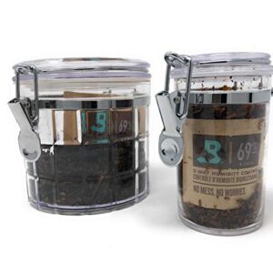 Friendswood Mercantile, Small Acrylic Pipe Tobacco Humidor Jar with Boveda 69 2-Way Humidity System 2 oz Capacity