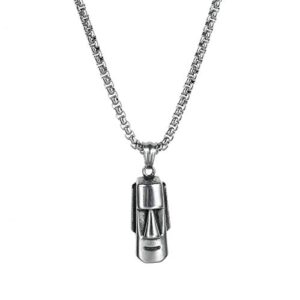 pamtier men's stainless steel easter island stone statue pendant necklace vintave with chain