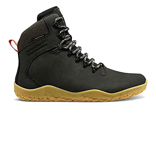 Vivobarefoot Tracker II FG, Mens Leather Waterproof Hiking Boot With Barefoot Firm Ground Sole and Thermal Protection