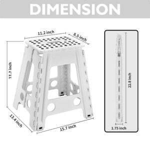 SUGARLEE 18 inch Folding Step Stool Heavy Duty Plastic Foldable Step Stool-Lightweight Foot Stool with Portable Handle, Compact Plastic Foldable Step Stool for Bathroom,Bedroom, Kitchen