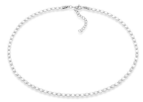 Miabella 925 Sterling Silver Figaro, Beaded Singapore, Sparkle, Cuban Link Chain, Adjustable Sterling Silver Choker Necklace for Women Made in Italy (Sparkle, Length 15+2 Inches)