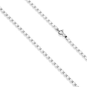 Miabella 925 Sterling Silver Figaro, Beaded Singapore, Sparkle, Cuban Link Chain, Adjustable Sterling Silver Choker Necklace for Women Made in Italy (Sparkle, Length 15+2 Inches)