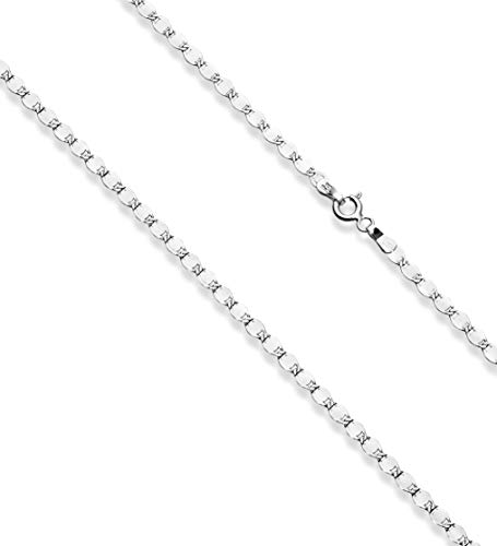 Miabella 925 Sterling Silver Figaro, Beaded Singapore, Sparkle, Cuban Link Chain, Adjustable Sterling Silver Choker Necklace for Women Made in Italy (Sparkle, Length 15+2 Inches)