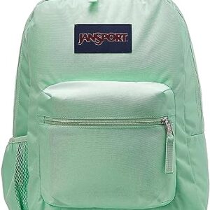 JanSport Cross Town Backpack - Class, Travel, or Work Bookbag with Water Bottle Pocket, Mint Chip