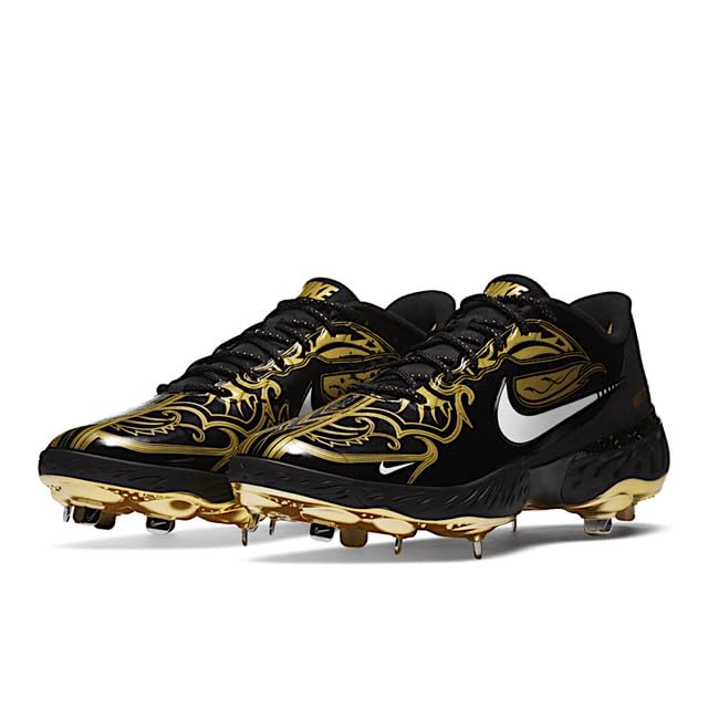 Nike Alpha Huarache Elite 3 Low Premium CV3553-001 Men's Black-Gold Baseball Cleats 11 US