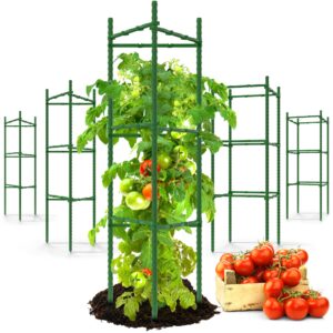 k-brands tomato cage - 6 pack tomato trellis and plant support for tomatoes, vegetable and climbing plants - tomato cages heavy duty for garden and pots outdoor - 56 inch tall