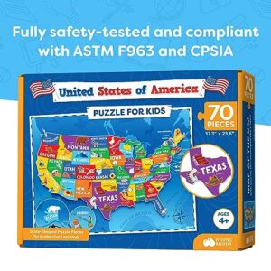 United States Puzzle for Kids - 70 Piece - USA Map Puzzle 50 States with Capitals - Childrens Jigsaw Geography Puzzles for Kids Ages 4-8, 5, 6, 7, 8-10 Year Olds - US Puzzle Maps for Kids Learning