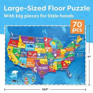 United States Puzzle for Kids - 70 Piece - USA Map Puzzle 50 States with Capitals - Childrens Jigsaw Geography Puzzles for Kids Ages 4-8, 5, 6, 7, 8-10 Year Olds - US Puzzle Maps for Kids Learning