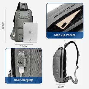 OZUKO Men Women Sling Backpack Anti Theft Crossbody Shoulder Chest Bag with USB Charging Port