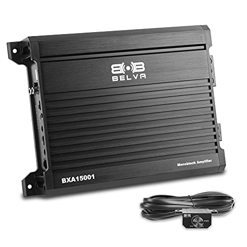 Belva BXA15001 1500W Peak BX-Series 2-Ohm Stable Class-A/B Monoblock Car Audio MOSFET Amplifier with Remote Subwoofer Level Control