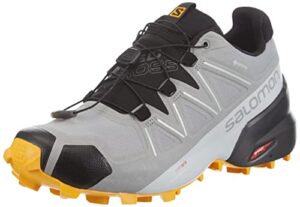 salomon speedcross 5 gore-tex trail running shoes for men, monument/black/saffron, 12