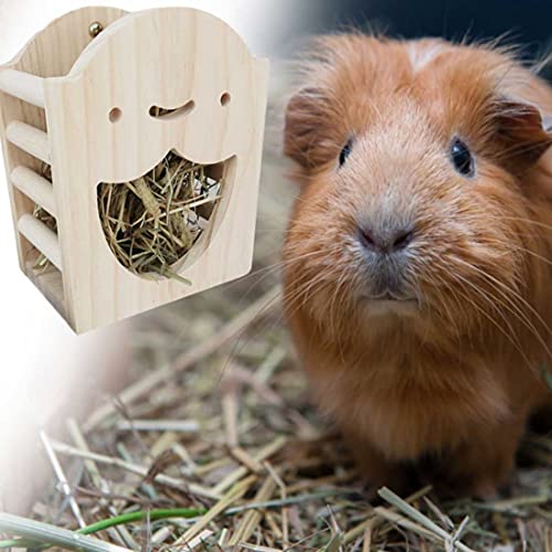 kathson Rabbit Hay Feeder Rack Wood Grass Holder Less Wasted Hay Box Food Feeding Manger Hanging Hay Dispenser for Bunny Chinchilla Guinea Pigs Small Animals