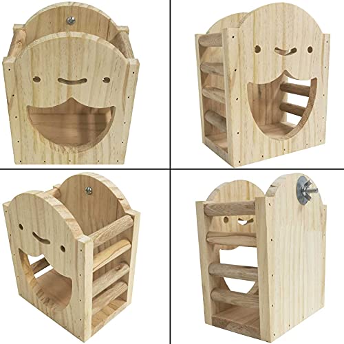 kathson Rabbit Hay Feeder Rack Wood Grass Holder Less Wasted Hay Box Food Feeding Manger Hanging Hay Dispenser for Bunny Chinchilla Guinea Pigs Small Animals