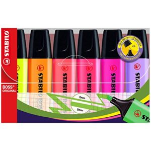 stabilo highlighter boss original & pastel - wallet of 6 - assorted colours