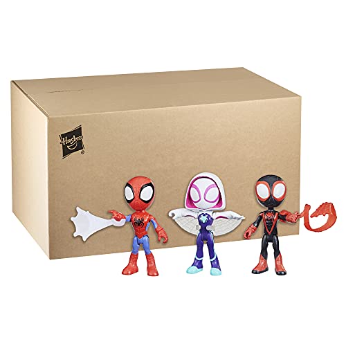 Spidey and His Amazing Friends 3 Pack, 4-Inch Scale Action Figures, Includes 3 Figures and 3 Accessories, Ages 3 And Up, Frustration Free Packaging (Amazon Exclusive)