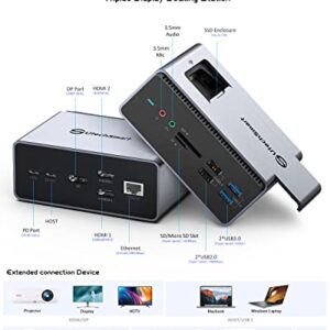 Docking Station, UtechSmart 15 in 1 Triple Monitors USB C Docking Station,Compatible with macOS&Windows,Thunderbolt 3 Dock with SSD Enclosure (2*HDMI,DP, PD3.0,SD/TF,RJ45,Audio&Micro,USB Ports)