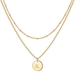 iefwell gold initial necklaces for women, 14k gold filled letter necklaces for girls gold initial necklaces for teens girls initial necklaces gold jewelry（k）