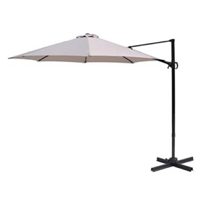 flame&shade 10 ft cantilever offset outdoor patio umbrella with base stand rotate and tilt - beige