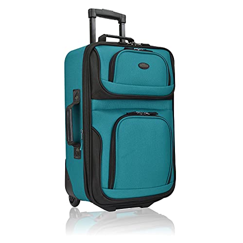 U.S. Traveler Rio Rugged Fabric Expandable Carry-on Luggage Set, Teal, 2 Wheel