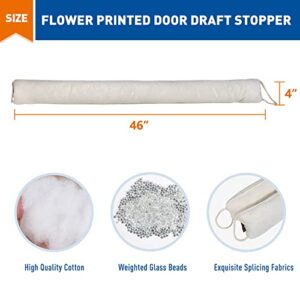 MAGZO Door Draft Stopper 46 Inch, Flower Printed Under Door Draft Blocker Noise Stopper Wind Proof, Beige