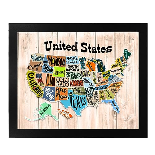 United States of America Map - American State Wall Decor print, This Rustic USA Travel Wall Poster Print Is An Ideal Wall Art For Home, Office, Garage, Cave, and Shop Decor, Unframed - 11x14"