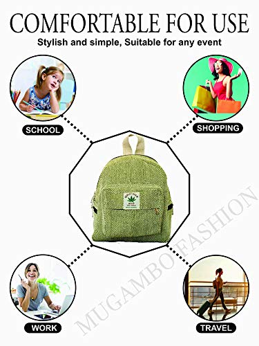 Eco Friendly Mini Backpack For women Handmade Hemp Backpack For Women organic Beautiful Small Backpack (LIGHT GREEN)