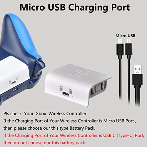 Tectra Rechargeable Battery Pack for Xbox One, 2-Pack 1100mAH Controller Battery for Xbox One S/Xbox One X/Xbox One Elite with 2 in 1 Micro USB Charging Cable(NOT for Xbox Series S/X)