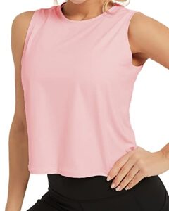 stelle women's workout tops sleeveless yoga tank tops running gym crop tops (pink,m)