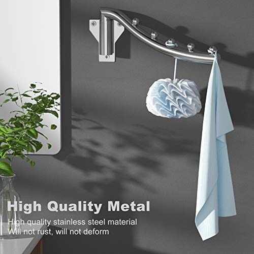 Folding Clothing Rack Wall Mount, Retractable Wall Hangers for Clothes, Space-Saving Stainless Steel Outdoor Indoor Clothing Hanging Rod Heavy Duty Drying Clothes Racks Hotel Garment Coat Hooks, 2 PCS