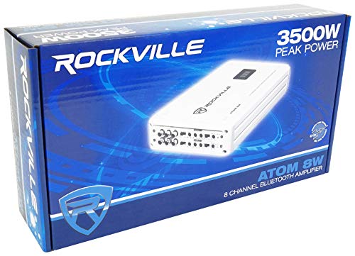 Rockville Atom 8W 8 Channel 3500 Watt Marine/Boat Amplifier Amp w/Bluetooth