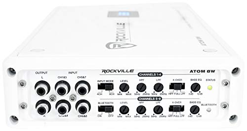 Rockville Atom 8W 8 Channel 3500 Watt Marine/Boat Amplifier Amp w/Bluetooth