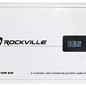 Rockville Atom 8W 8 Channel 3500 Watt Marine/Boat Amplifier Amp w/Bluetooth