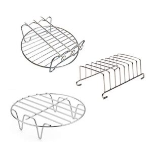 air fryer rack air fryer accessories 6'' set of 3 multipurpose double layer rack with skewer round cooking rack toast rack fits most 2.5qt or above air fryer