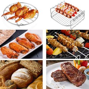 Air Fryer Rack Air Fryer Accessories 6'' Set of 3 Multipurpose Double Layer Rack with Skewer Round Cooking Rack Toast Rack Fits Most 2.5QT or Above Air Fryer