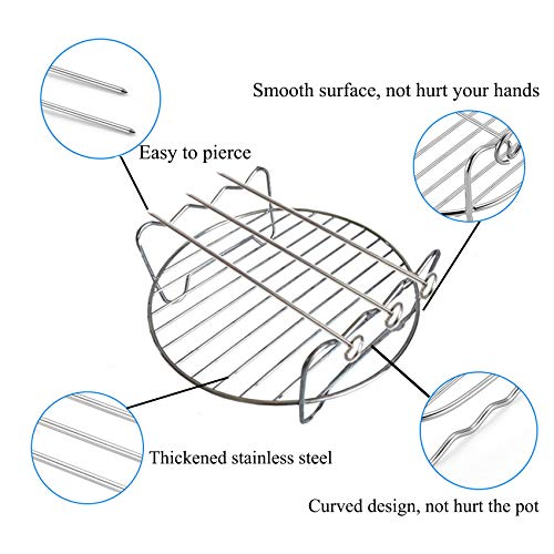 Air Fryer Rack Air Fryer Accessories 6'' Set of 3 Multipurpose Double Layer Rack with Skewer Round Cooking Rack Toast Rack Fits Most 2.5QT or Above Air Fryer