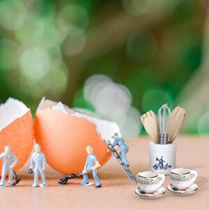 37 Pieces 1:12 Scale Miniatures Dollhouse Kitchen Accessories Include 16 Mini Doll Plates Knife Fork Spoon, 6 Mini Egg Beater Utensil, 15 Mini Tea Cup Set for Doll Toy Supplies (Flora Bloom)