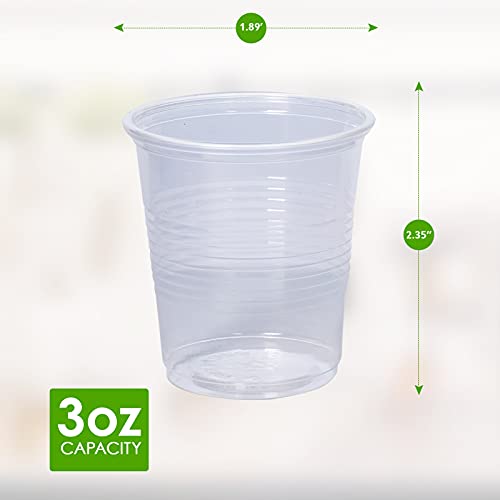 JOLLY CHEF 300 Pack 3 oz Clear Plastic Cups, Disposable Mouthwash Cups,3oz Bathroom Cups Small Plastic Cups for Party, Picnic, BBQ, Travel, and Events