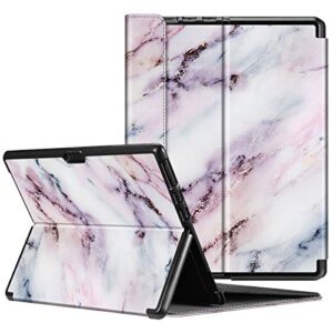 fintie case for microsoft surface pro x (2021/2020/2019) - hard shell slim portfolio cover compatible with type cover keyboard for 13 inch new surface pro x (sq1/sq2), marble pink