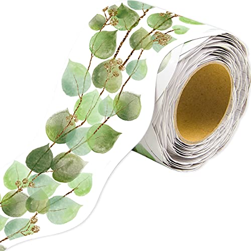 Eucalyptus Die-Cut Border Trim 36ft Per Roll Two Sided Printed Leaves Border for Classroom Back to School Decoration