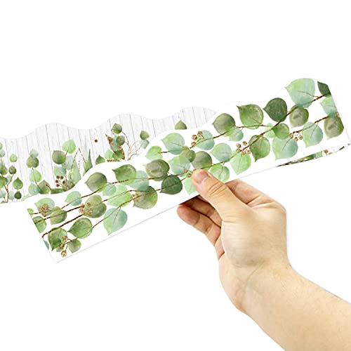 Eucalyptus Die-Cut Border Trim 36ft Per Roll Two Sided Printed Leaves Border for Classroom Back to School Decoration