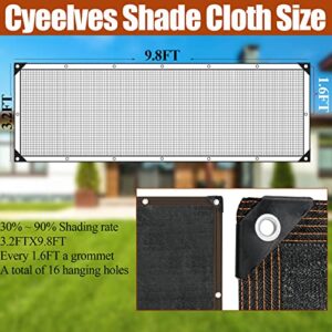 Balcony Privacy Screen, Shade Cloth with Grommet 10X3.4ft Mesh Shade Net Decorative Fence Garden Decor Cover, Privacy Screen Balcony Shield for Patio Porch Deck Backyard Outdoor Black Sun Shade Cloth